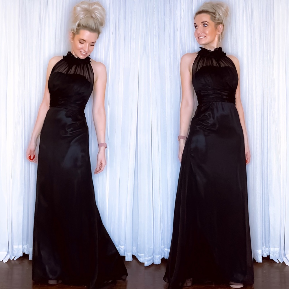 Black Long Bridesmaid Prom Homecoming Dress - Picture 4 of 8